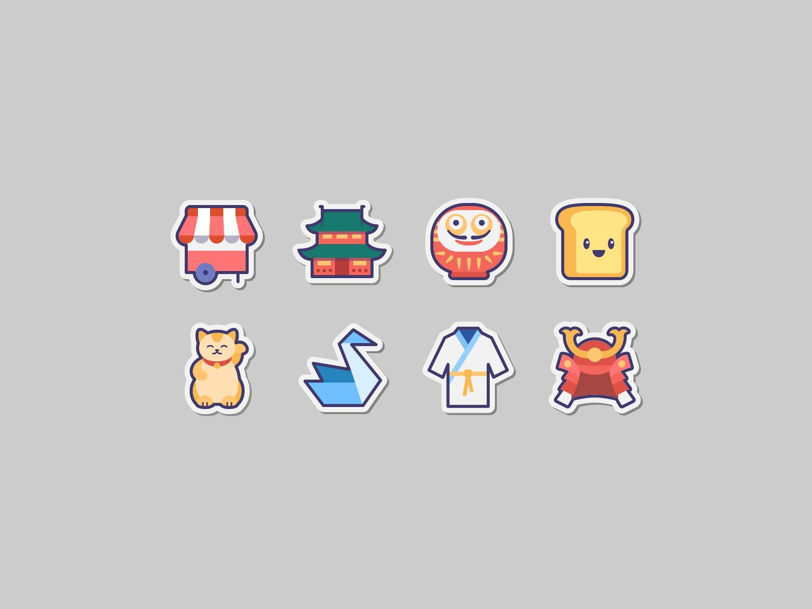 Sticker-style icon showcase